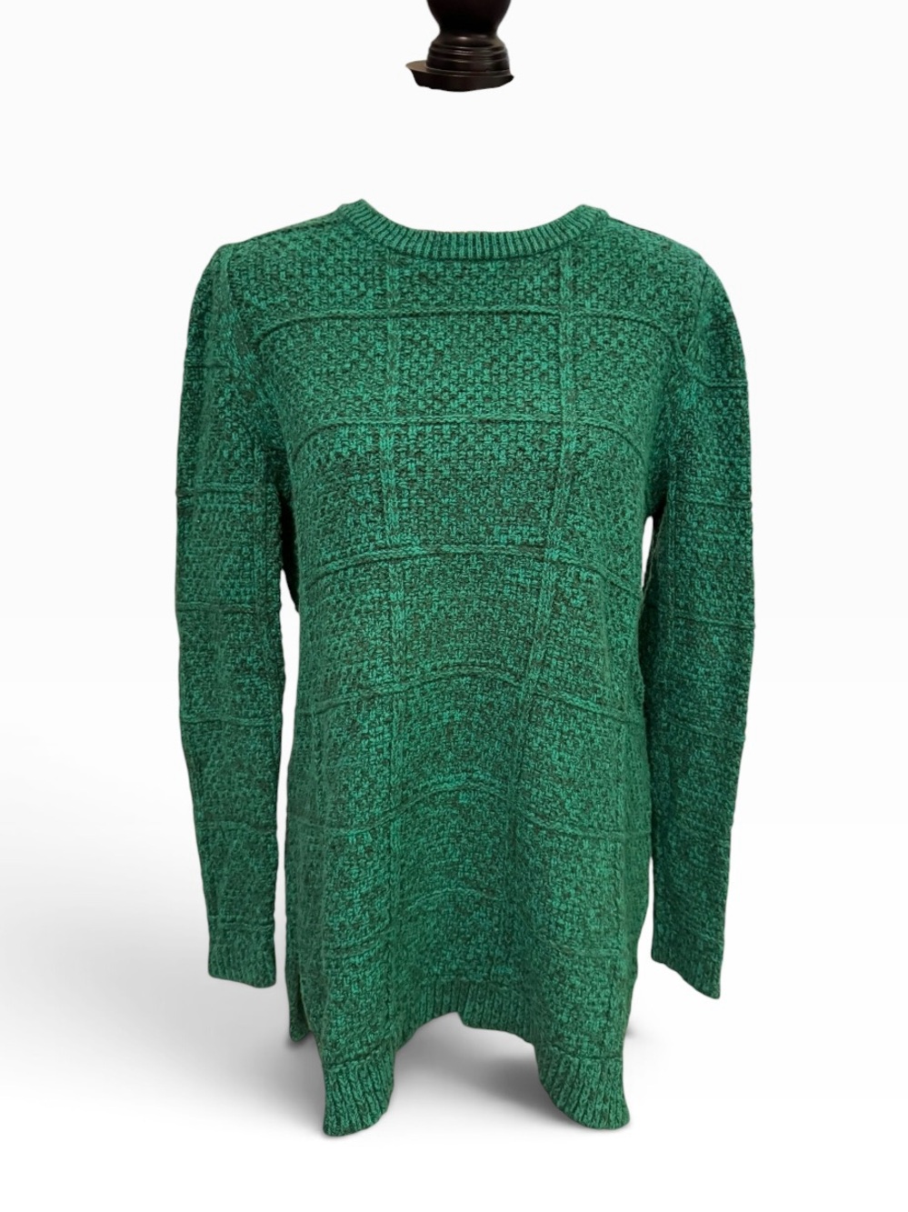 Lands' End Emerald Green Crewneck Cable Sweater